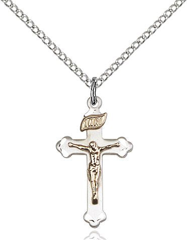 Crucifix Medal 266921, Sterling Silver with Gold Corpus