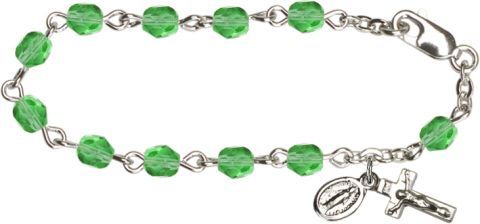 Peridot Baby Bracelet, Silver Plated