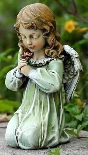 Kneeling Angel Garden Statue, 12" tall