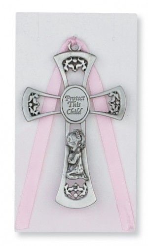 Crib Cross, Pink, 3.75" tall