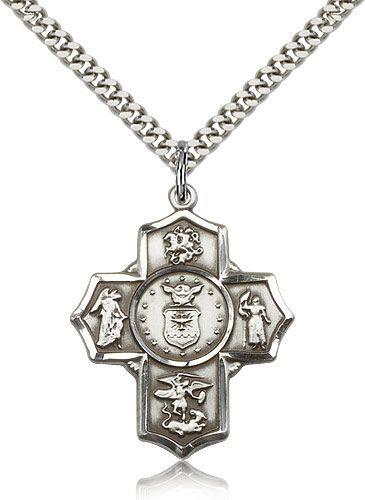 5-Way Cross, Air Force 579011, Sterling Silver with 24" chain