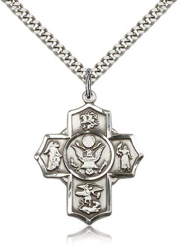 5-Way Cross, Army 579012, Sterling Silver with 24" chain