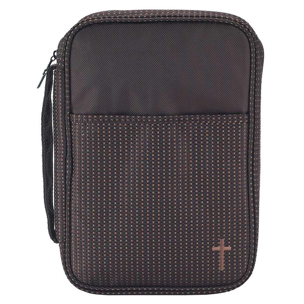 Micro Dot Bible Cover, Brown: Large size