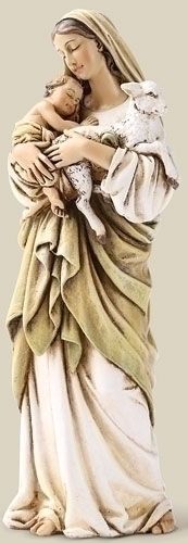 Madonna with Child and Lamb statue, 6.125" tall
