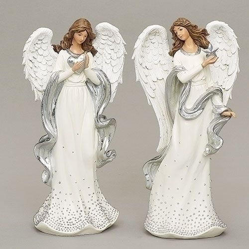 Silver Dot Angel Figure, 11.5" tall