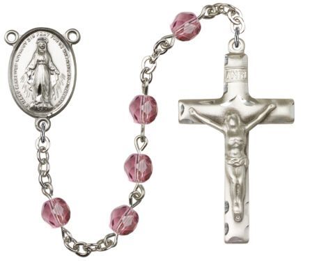 Amethyst Rosary, Silver Plated