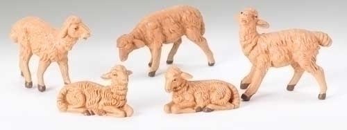 Sheep, Brown, 5 pc set, 5" scale