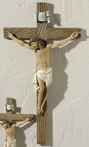 Crucifix, hand painted, 21" tall