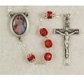 Divine Mercy Rosary, 7mm Garnet tin-cut glass beads