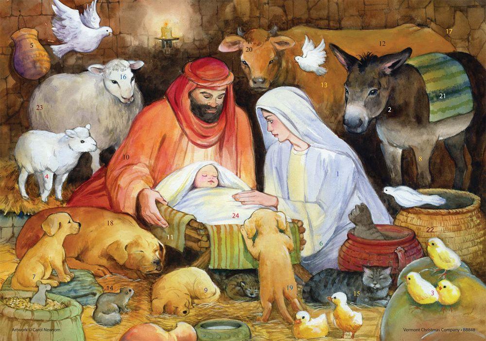 Animals Adoring the Christ Child: Advent Calendar