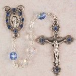 Crystal and Blue Rosary, 7mm beads