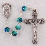 Green Swirl Rosary, 6mm beads