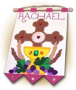 First Communion Full Banner Kit - Cross, Rose colors