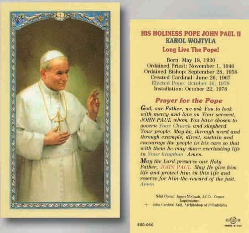 Pope John Paul II holy card