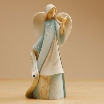 Angel birthstone March statue, 7.5" tall