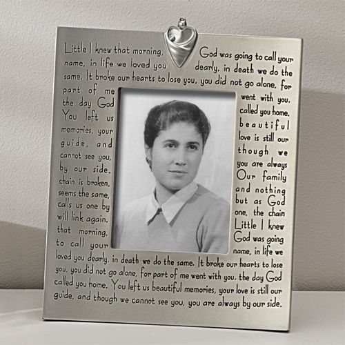 Memorial Photo Frame, silver, 9.25" tall
