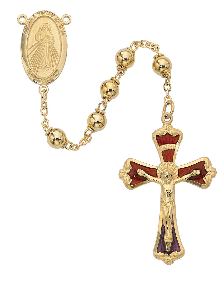 Divine Mercy Rosary, Gold 6mm beads
