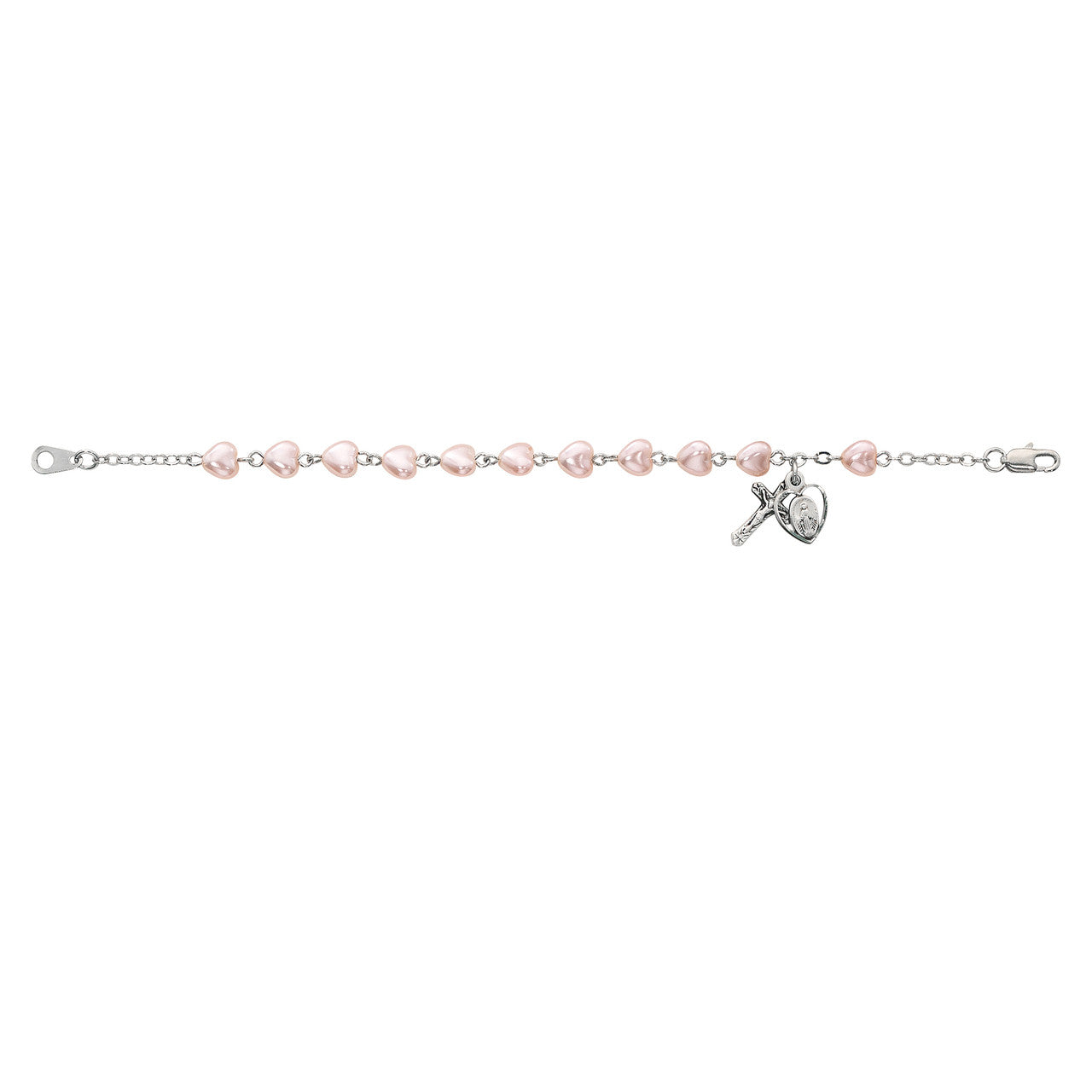 Pink Heart Bracelet, 6mm beads