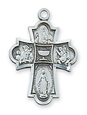 4-Way First Communion Chalice pewter medal with 18" chain