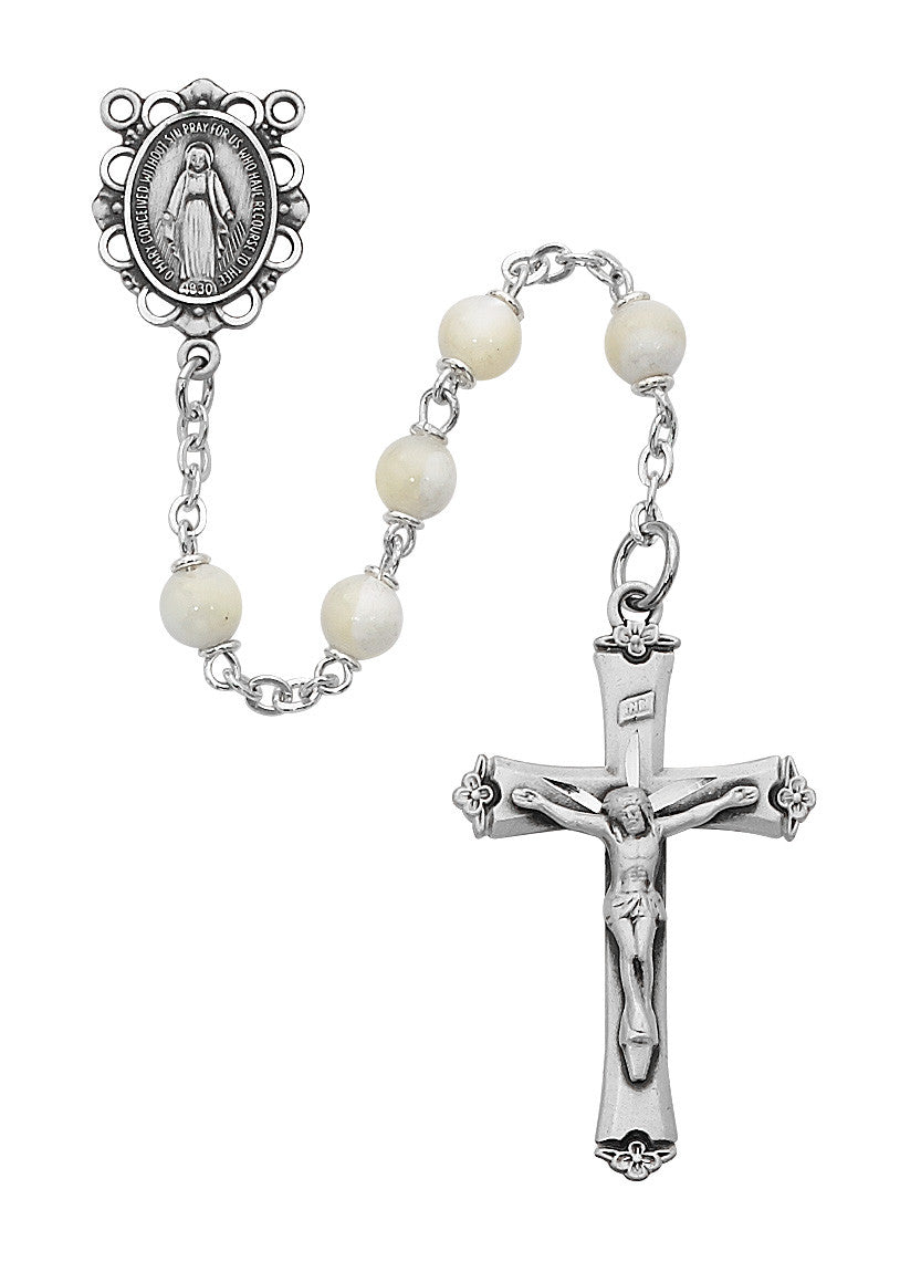 Miraculous Medal Rosary with Mother of Pearl beads