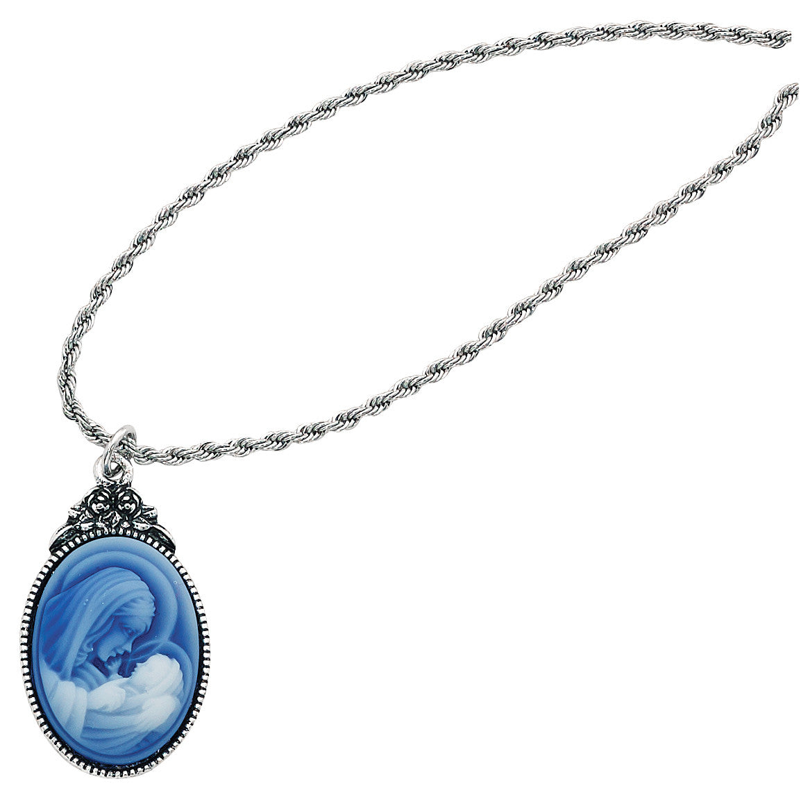 Mother & Child Blue Pendant with 18" chain