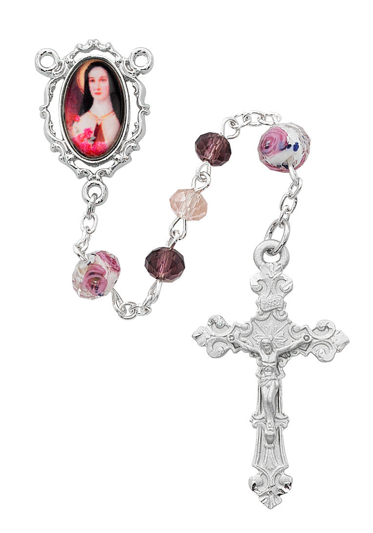 Pink & Purple St. Therese Rosary, 6mm beads