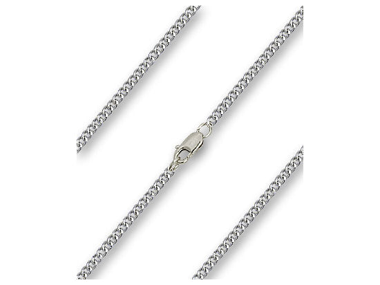 Curb Heavy Chain, 24" length with lobster claw clasp, Sterling Silver