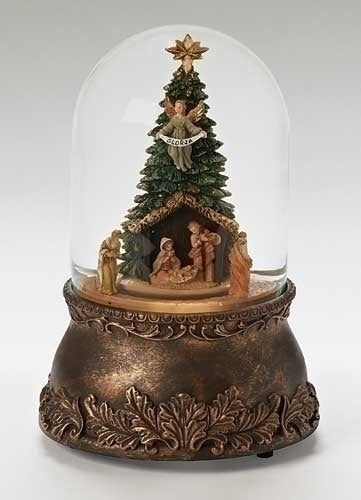 Nativity with Rotating Kings Waterdome, Musical, 7.75" tall