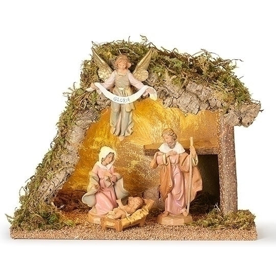 Nativity Stable Set Fontanini, LED, 5 pcs, 5" scale