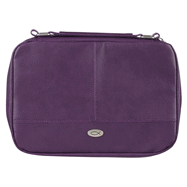 Inspirational Polyester Two-Fold Bible Cover Organizer with Jesus Fish Badge for Women, Warm Purple: Medium Size