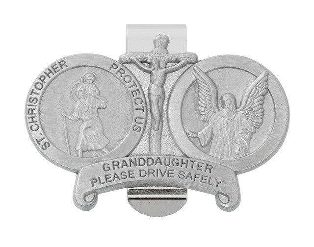 St. Christopher & Guardian Angel Granddaughter visor clip