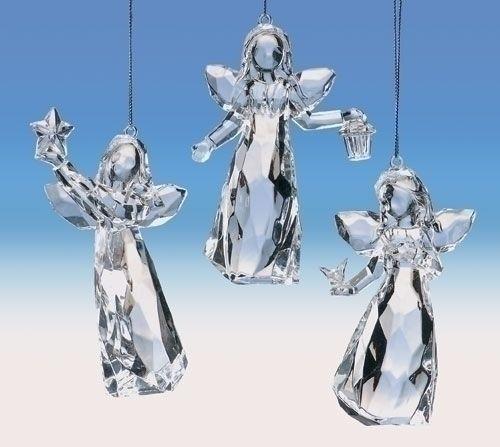 Icicle look angel ornament, 4.5" tall