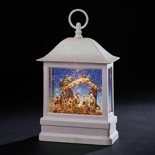 Nativity White Lantern, LED, 11" tall