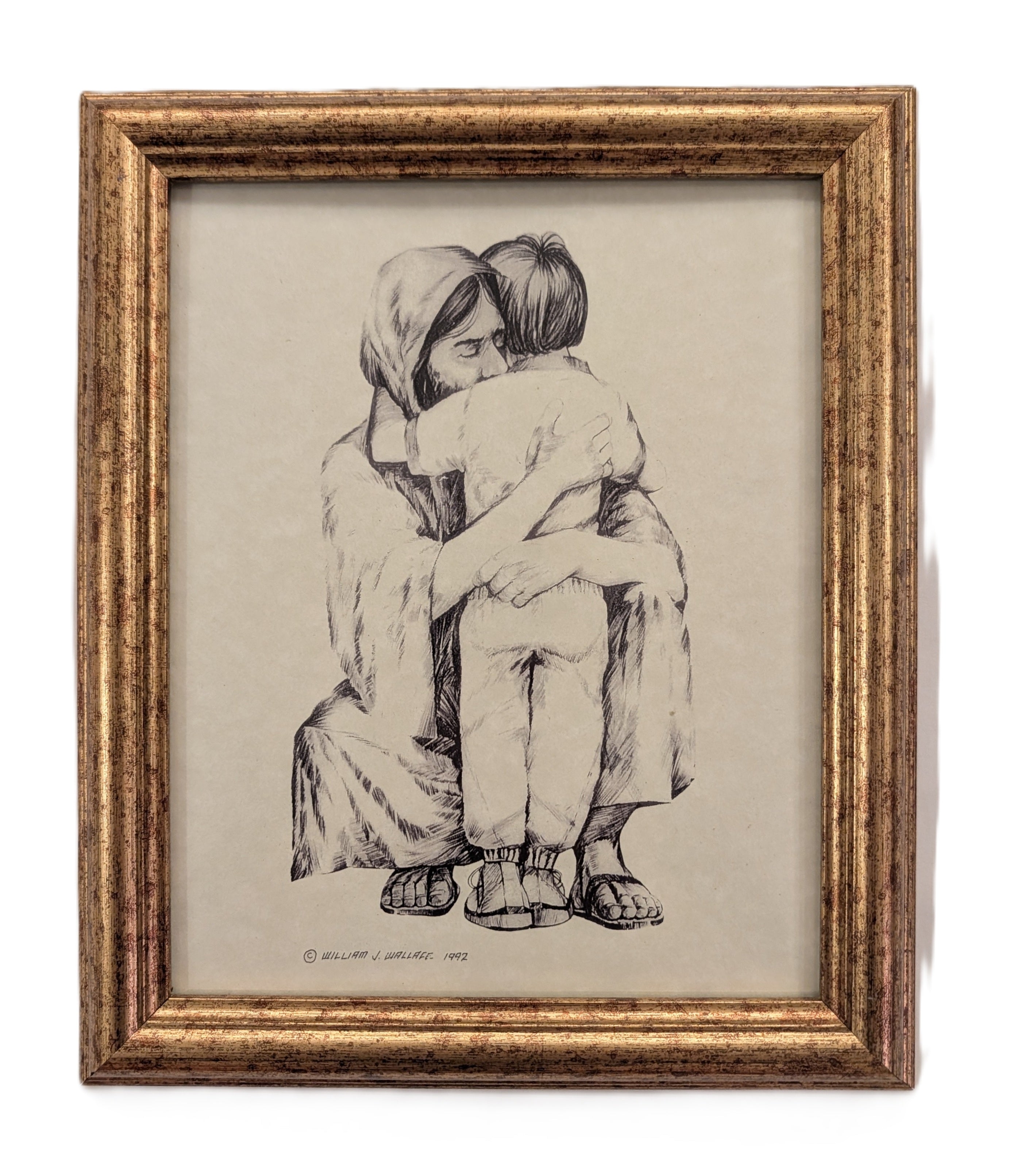 Jesus with Boy, print framed