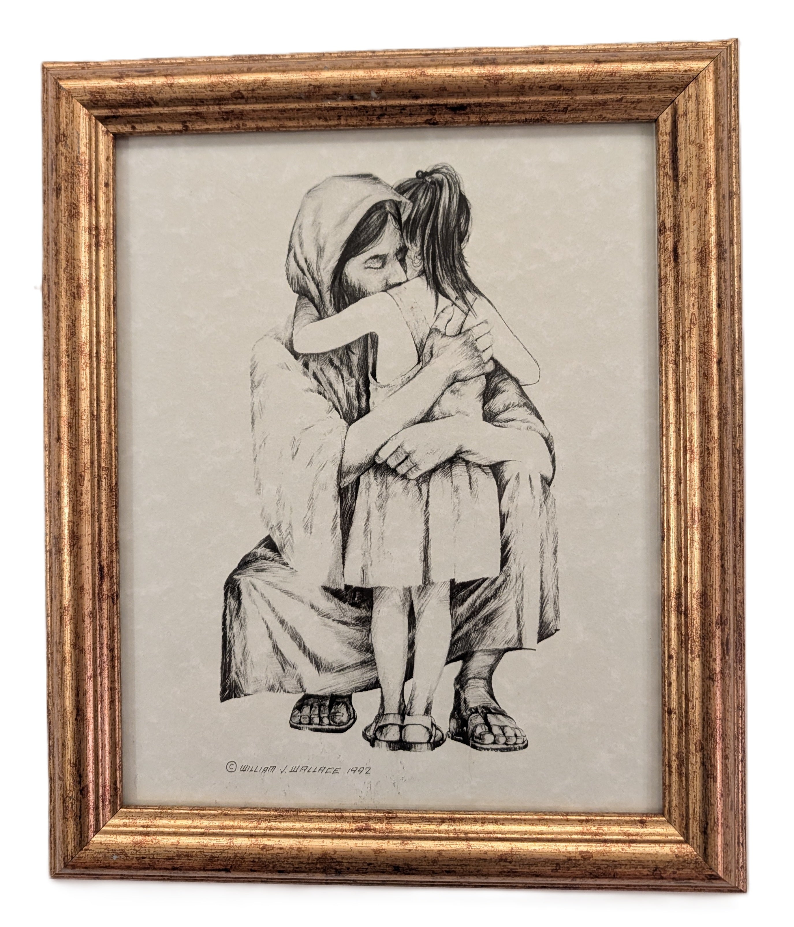 Jesus with Girl, print framed