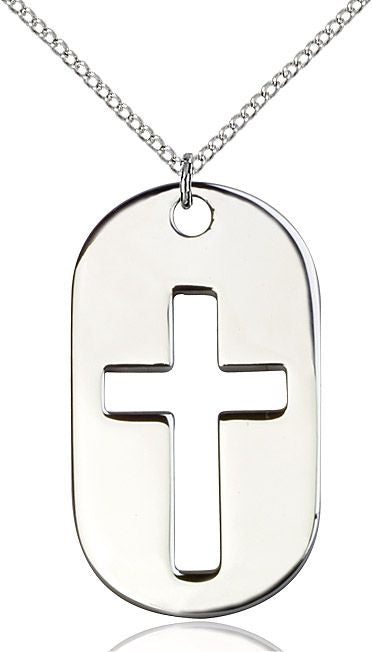 Cross Dog Tag medal 0110DT4, Pewter