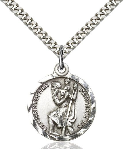 Saint Christopher round medal 0192C4, Pewter