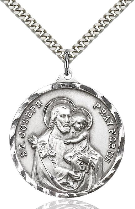 Saint Joseph round medal 0203K4, Pewter