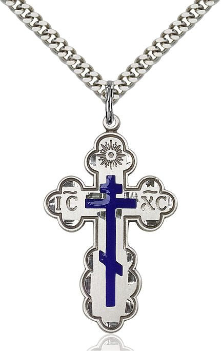 Saint Olga Cross medal 0258E4 with blue enamel, Pewter