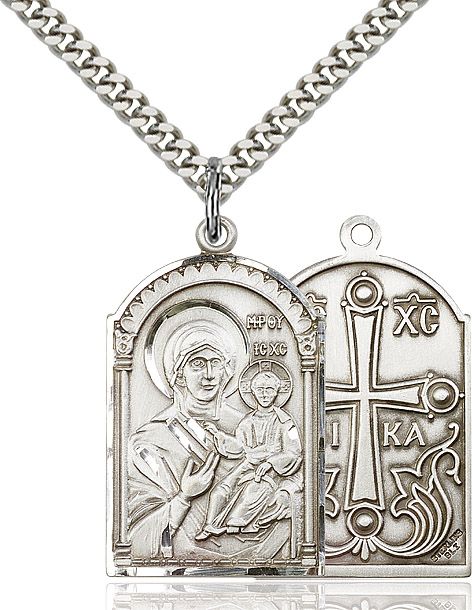 Mother of God medal 02674, Pewter