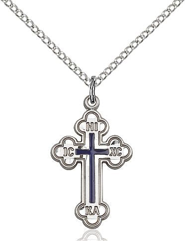 Russian Cross medal 0272E4 with blue enamel, Pewter