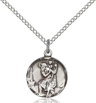 Saint Christopher round medal 0601C4, Pewter