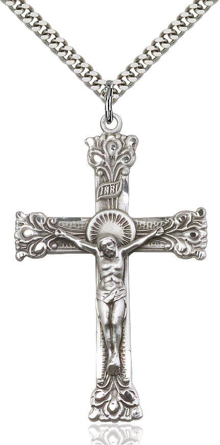 Crucifix medal 06411, Sterling Silver