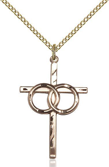 Wedding Rings Cross medal 06712, Gold Filled