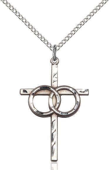 Wedding Rings Cross medal 06711, Sterling Silver