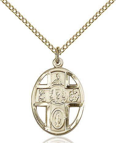 5-way First Communion Chalice medal 08792, Gold Filled