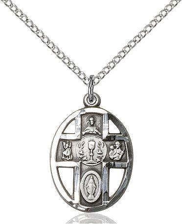 5-way First Communion Chalice medal 08791, Sterling Silver