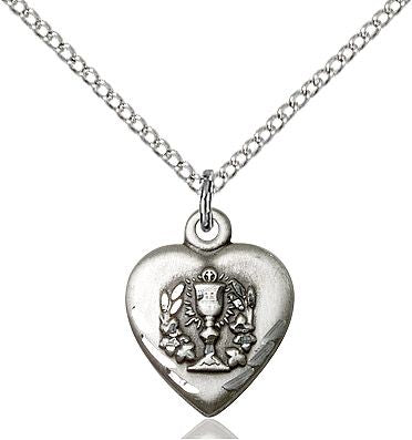 Heart shaped First Communion medal 08924, Pewter