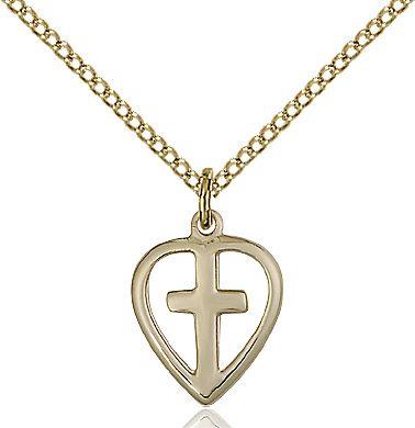 Heart and Cross medal 17092, Gold Filled