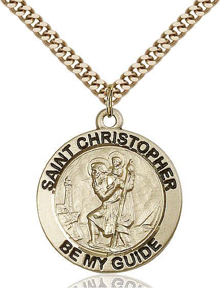 Saint Christopher round medal 40752, Gold Filled